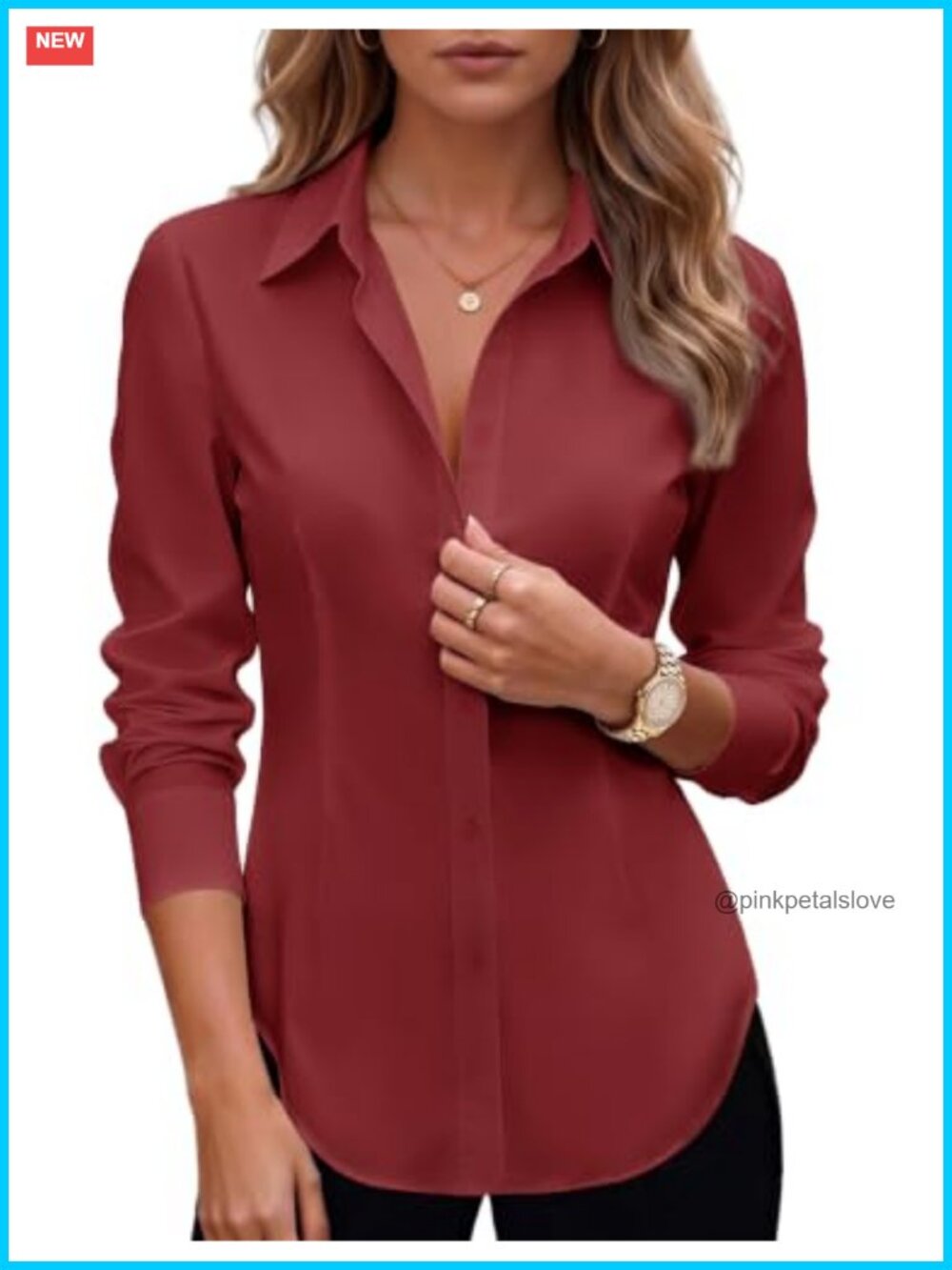 Women's Button Down Shirt Long Sleeve Business Casual Blouse